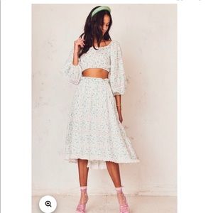 LoveShackFancy eponda  Floral-Print Cotton skirt S Lace midi